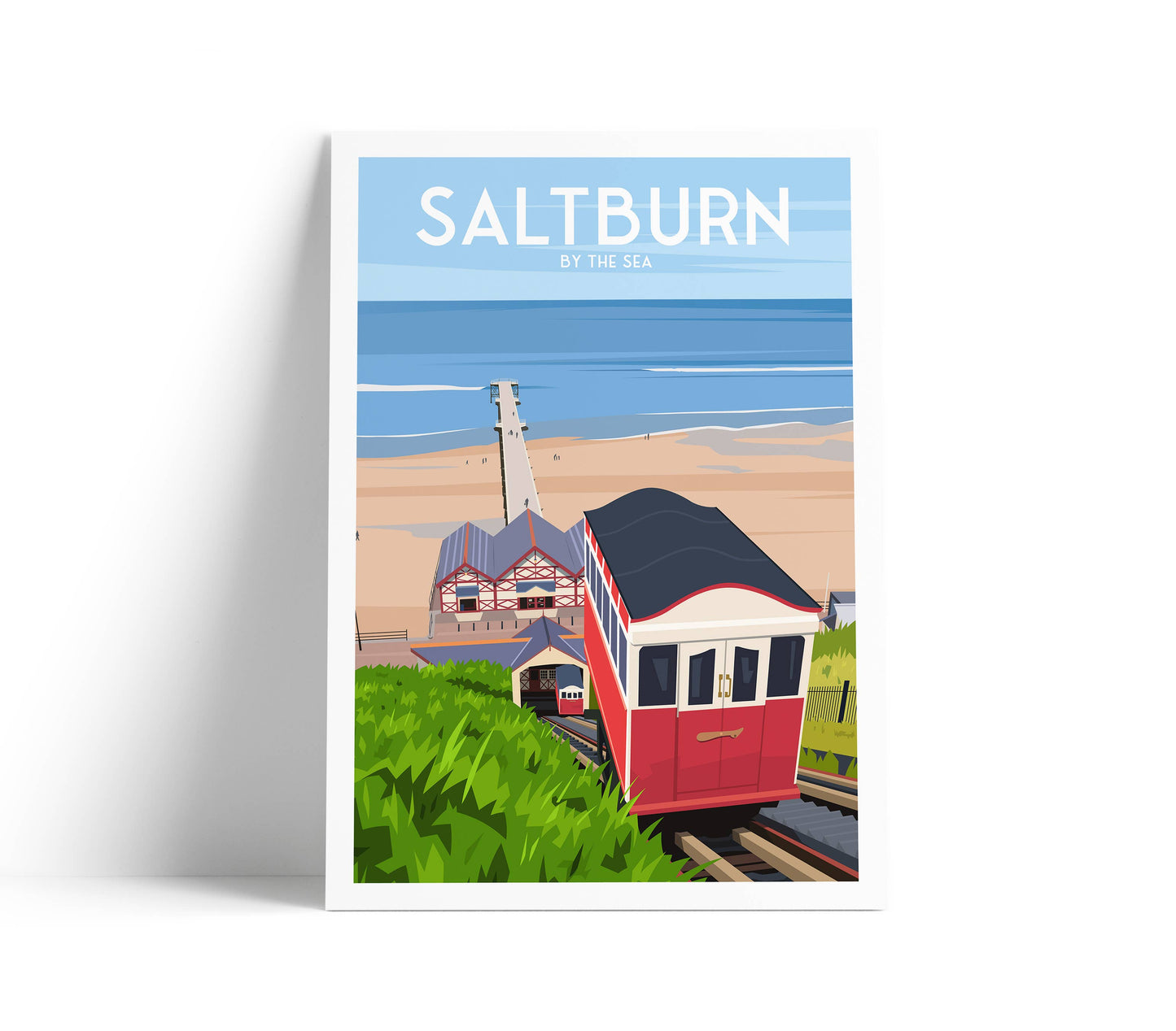 Saltburn By The Sea Print - Cliff Tram Railway - England: A3
