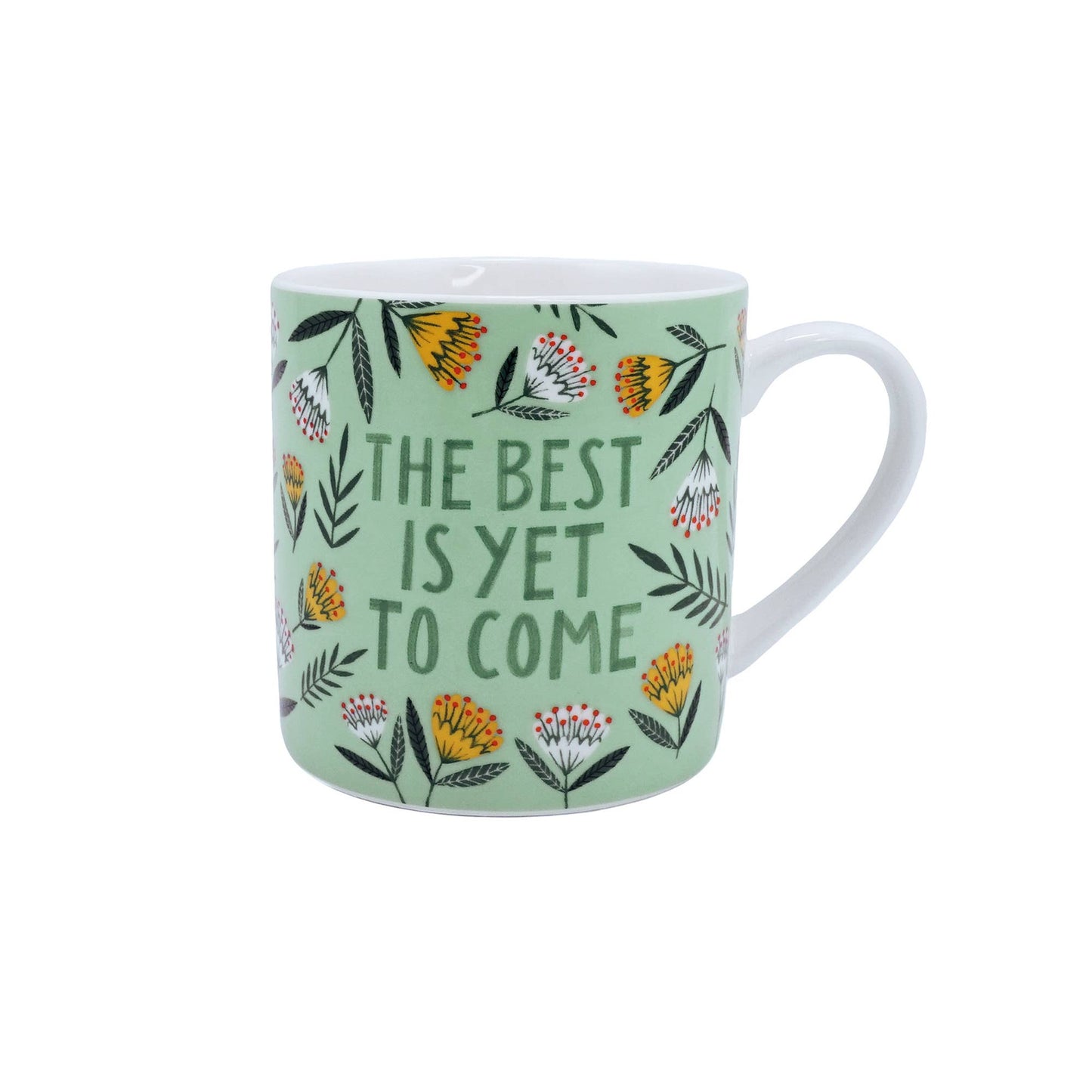 Ceramic Mug Floral Pattern Positive Message The Best is…