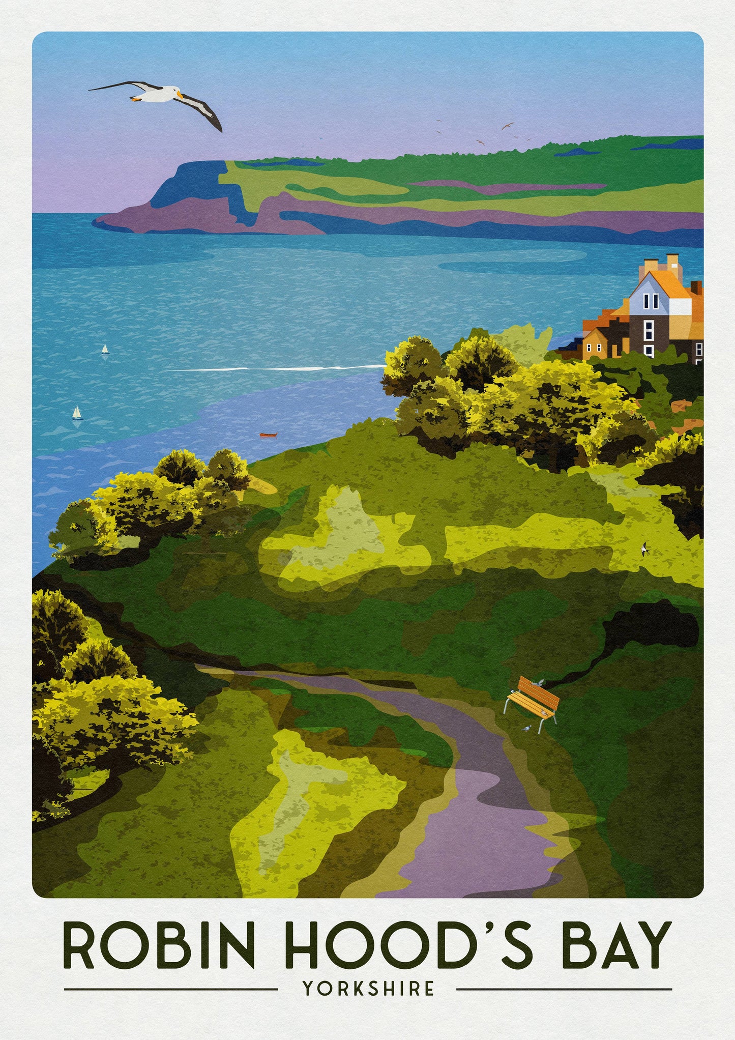 Robin Hood's Bay Travel Poster | UK Travel Poster | English