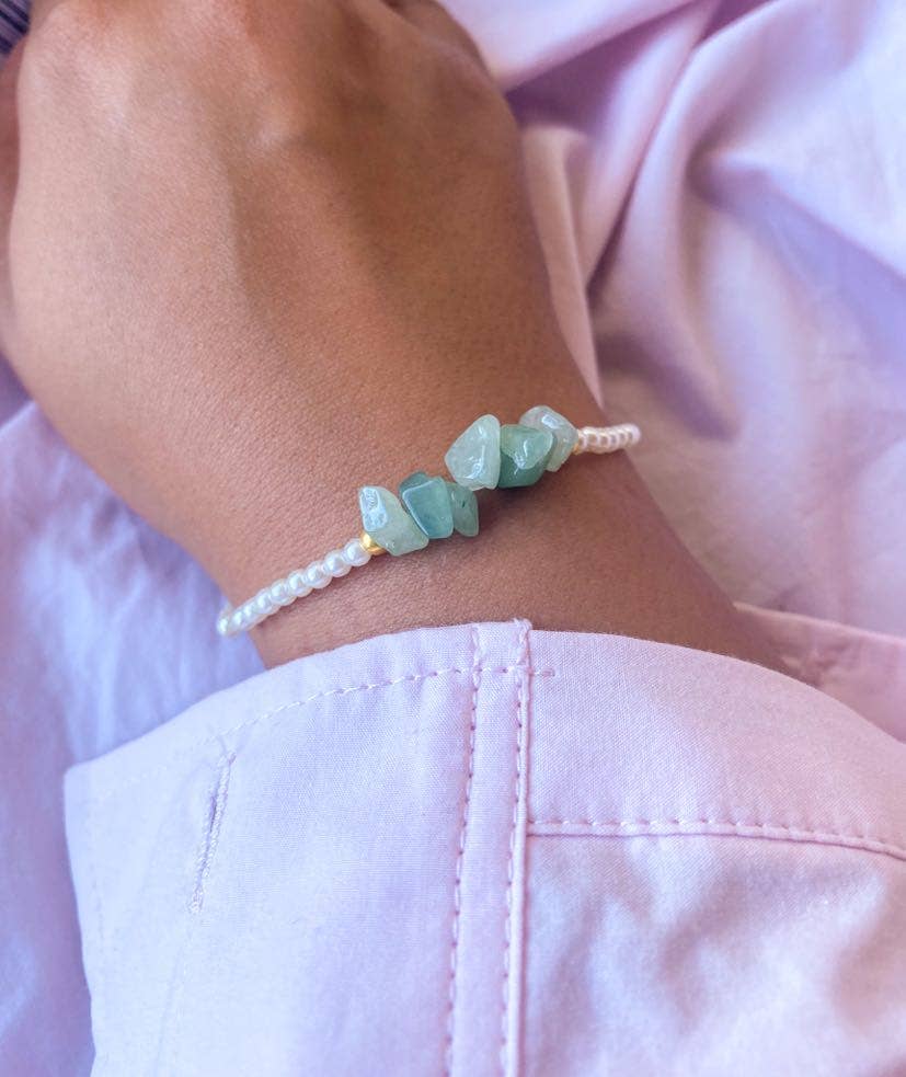Elegant Crystal Bracelet: Amazonite / Silver / Medium/ Turquoise