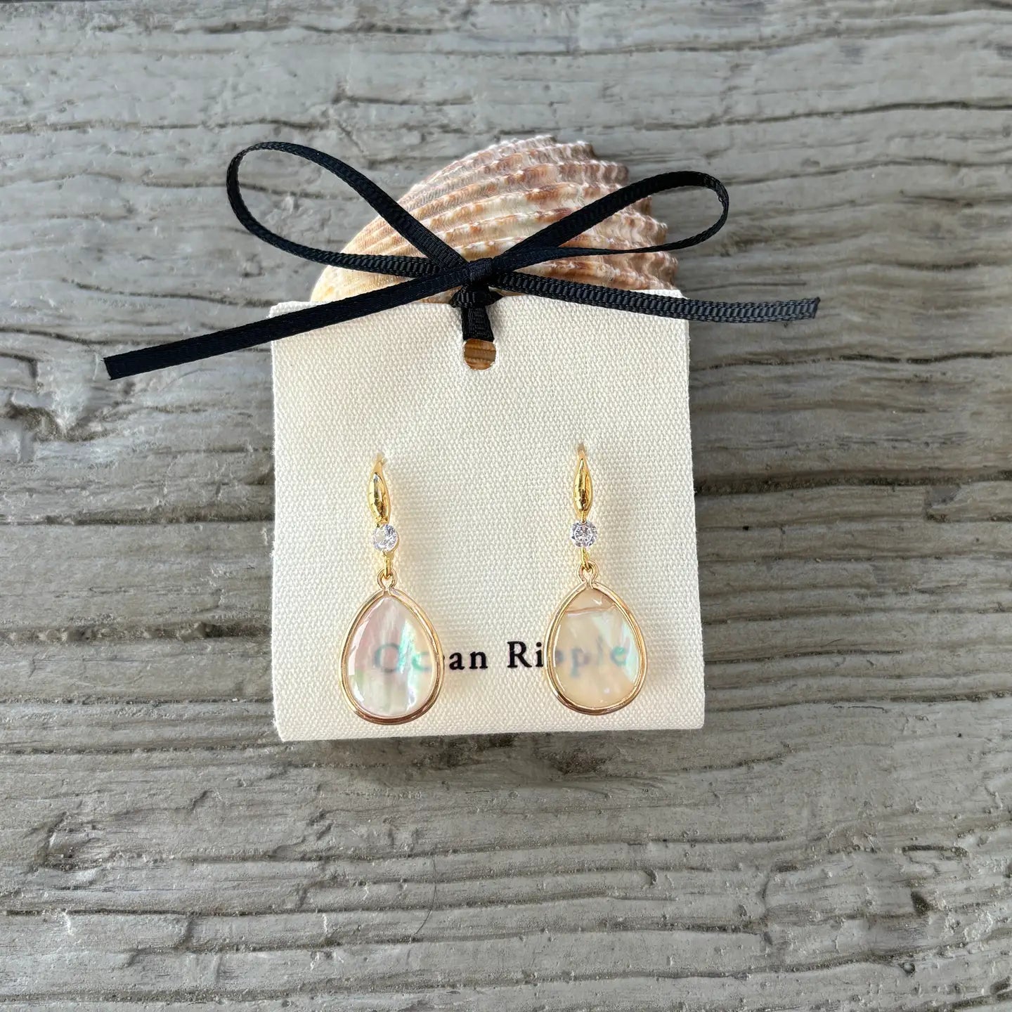 14ct Gold Plated Mother Of Pearl Drop Earrings