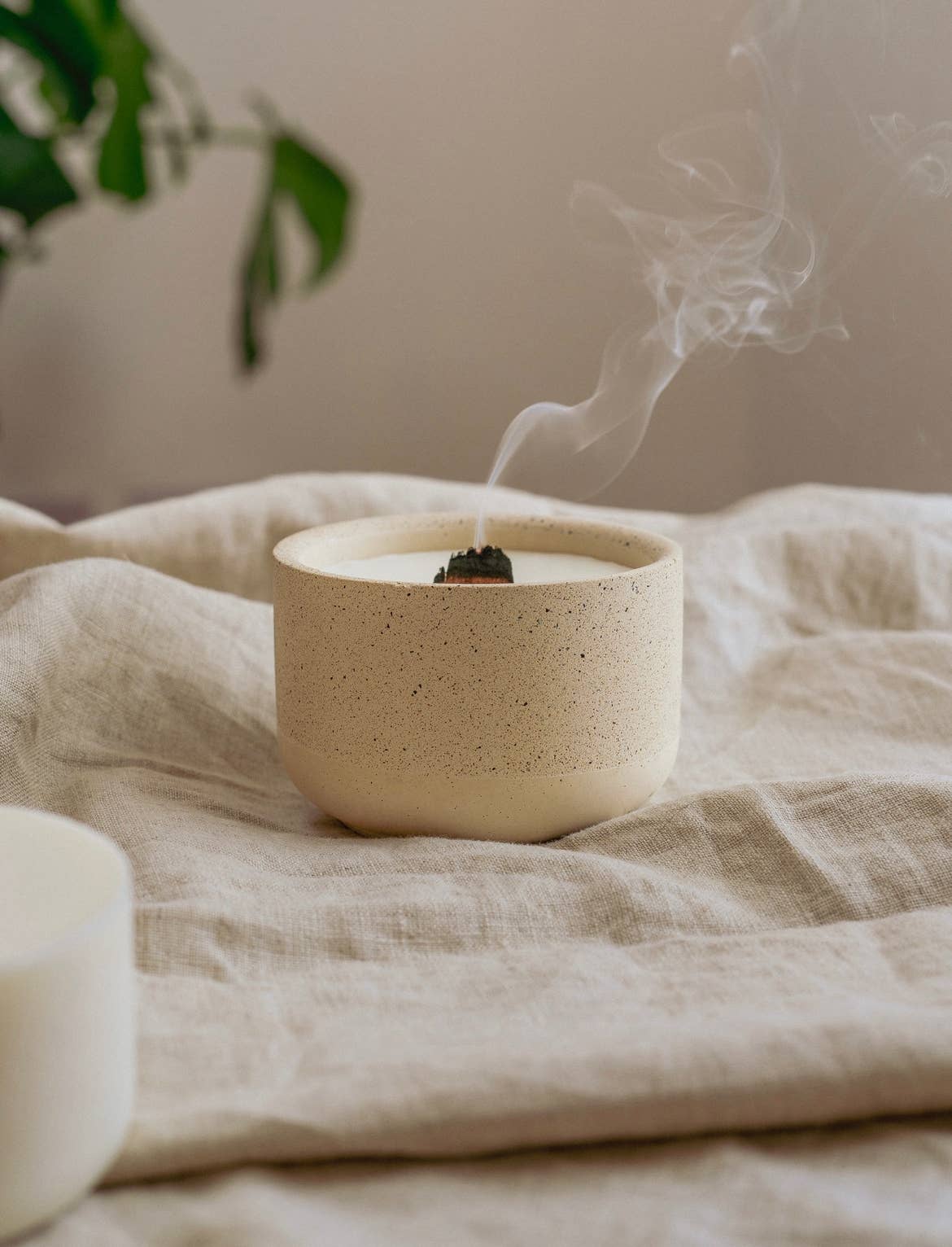 Stoneware Soy Wax Candle with Wooden Wick
