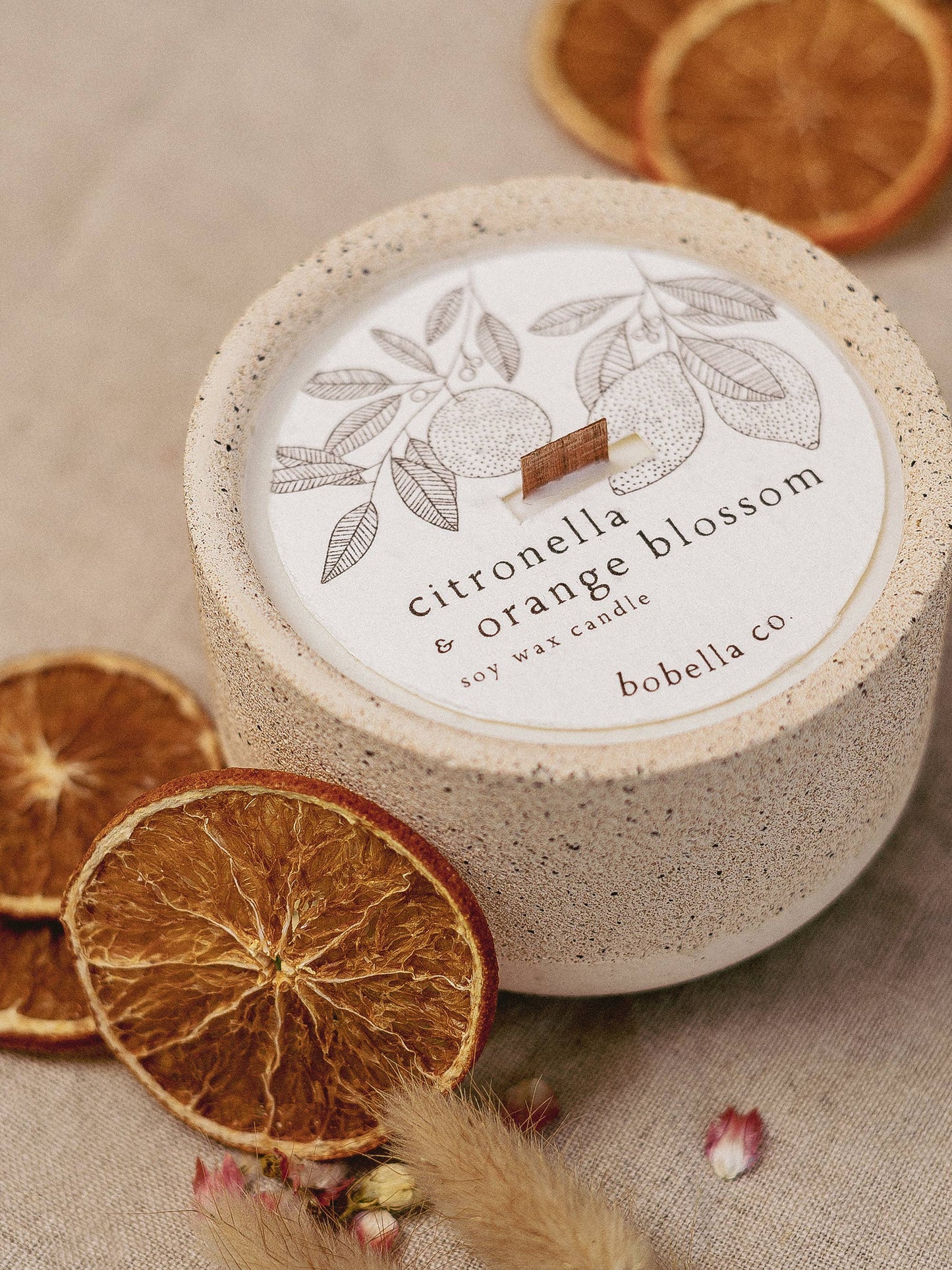 Stoneware Soy Wax Candle with Wooden Wick