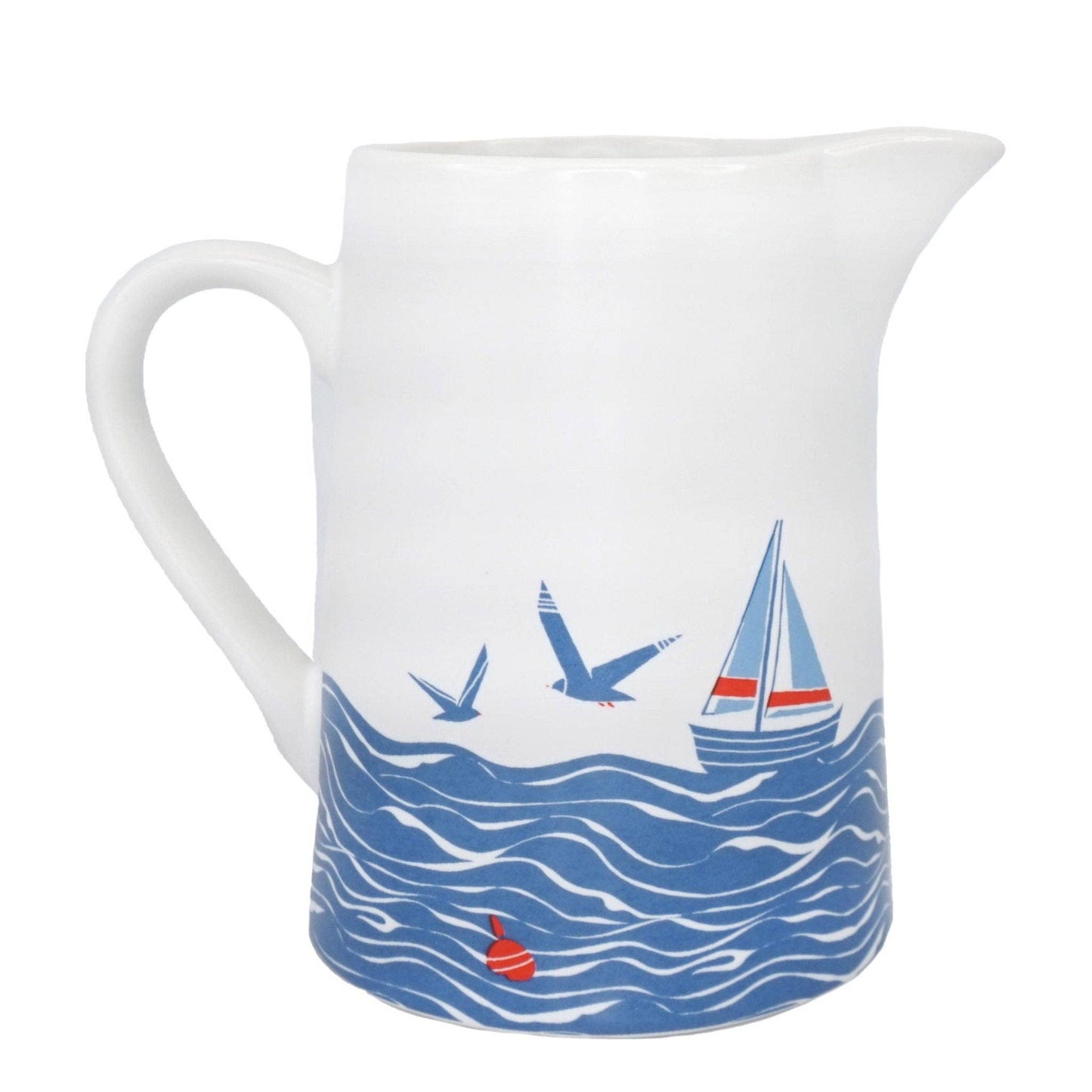 Ceramic Jug Pitcher Coastal Seaside Boats