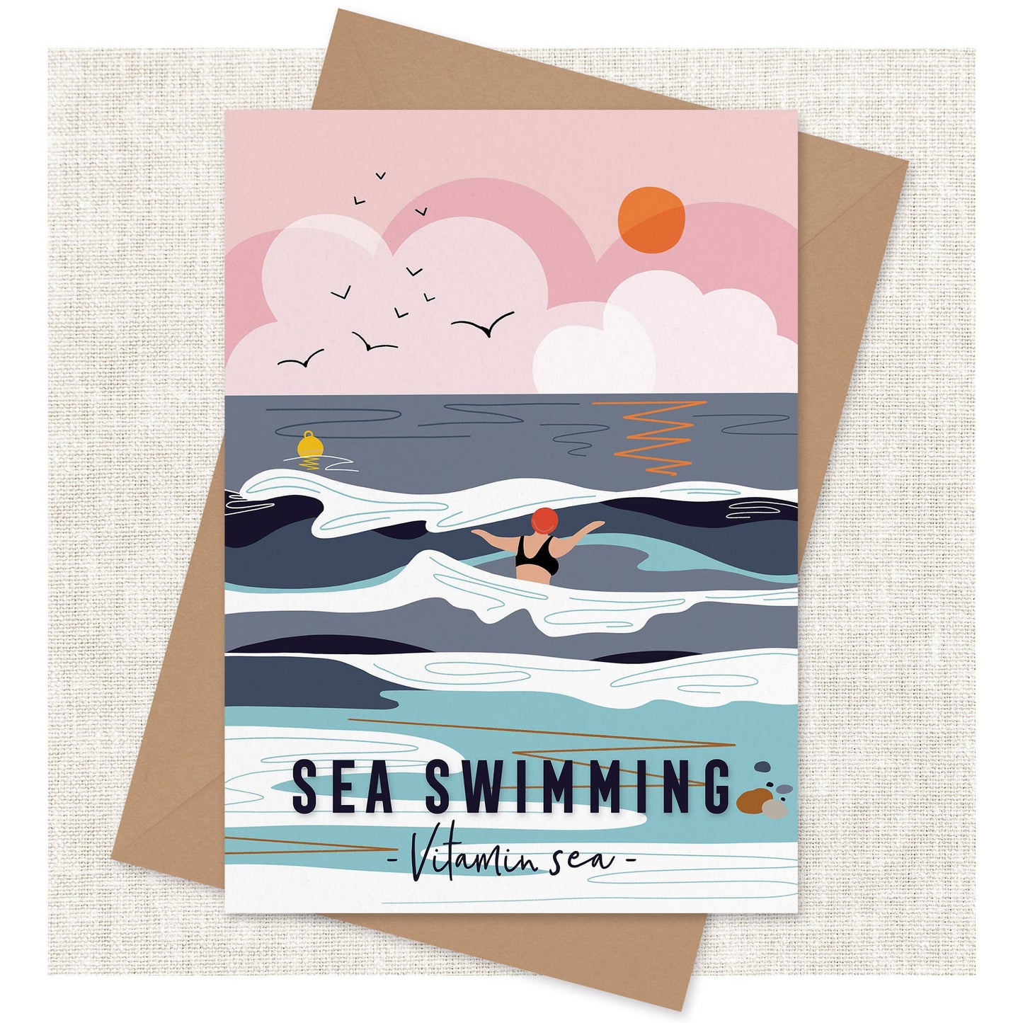Card Sea swimming coastal seaside card Vitamin sea
