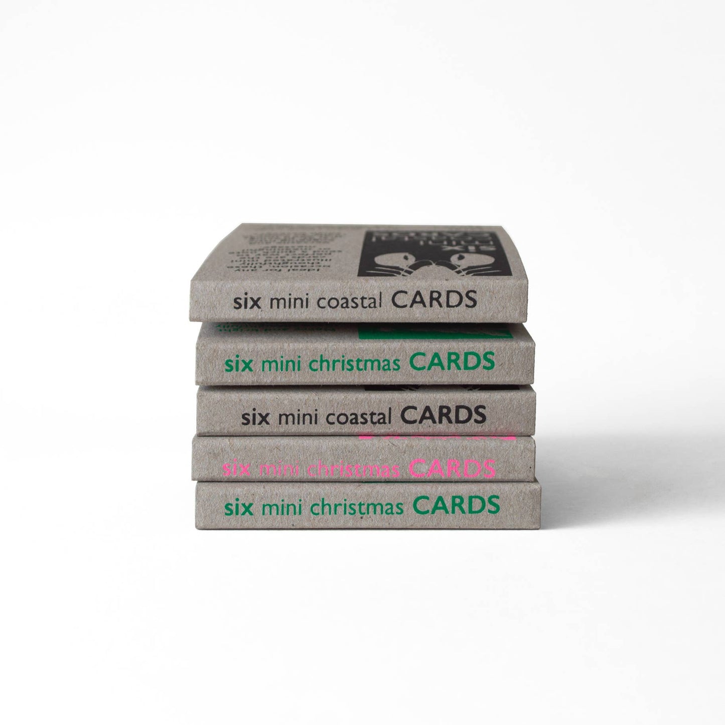 Boxed Set of 6 Cute Coastal Risograph Printed Mini Cards