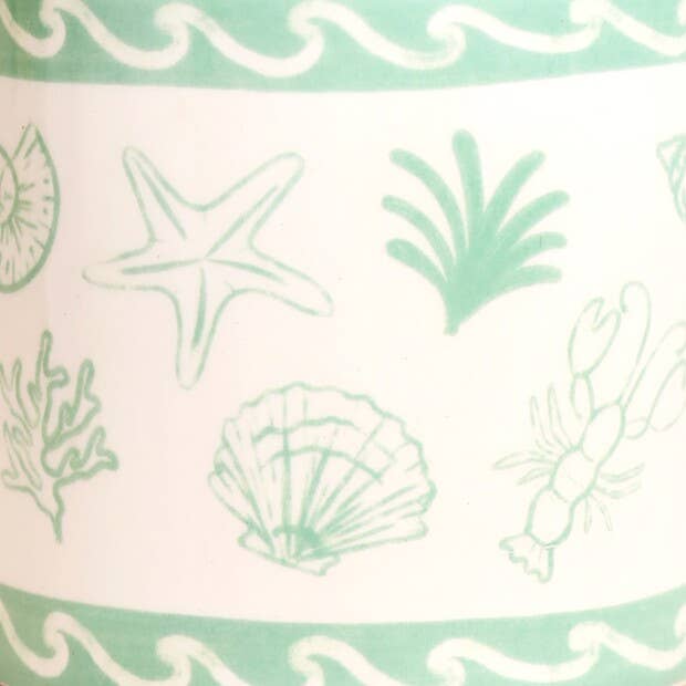 Green Seashells Ceramic Mini Planter