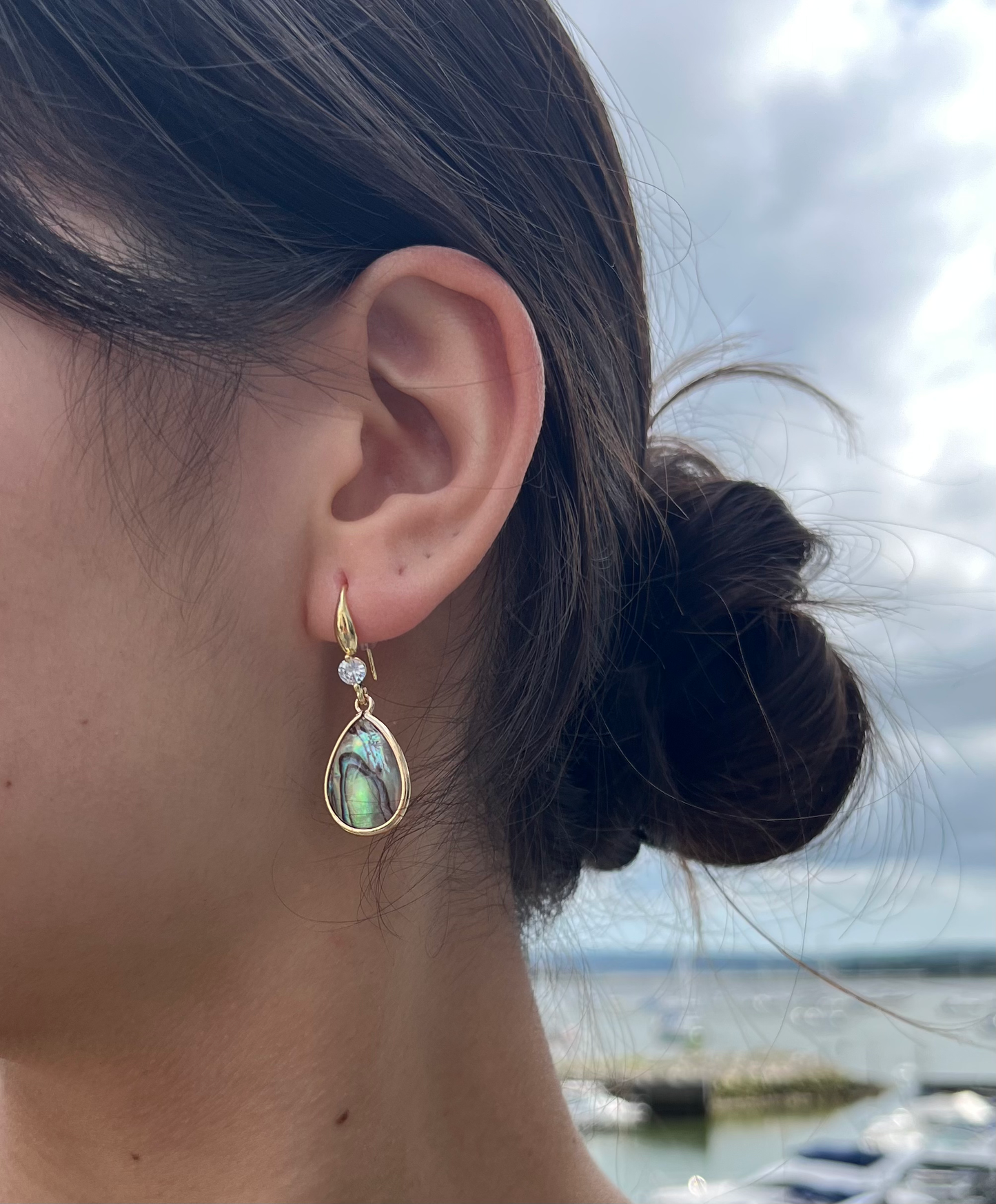 14ct Gold Plated Abalone Drop Earrings