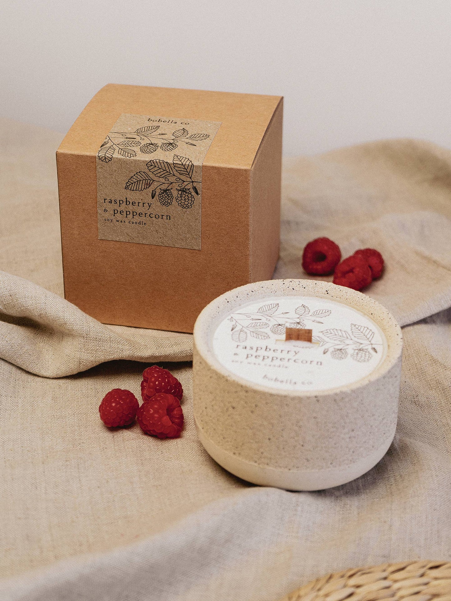 Stoneware Soy Wax Candle with Wooden Wick