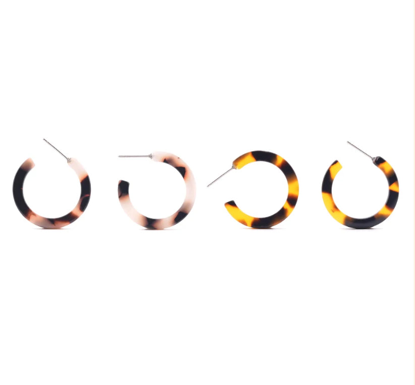 Amber & Orange; Dark & Light Tortoiseshell Thin Hoops Multipack
