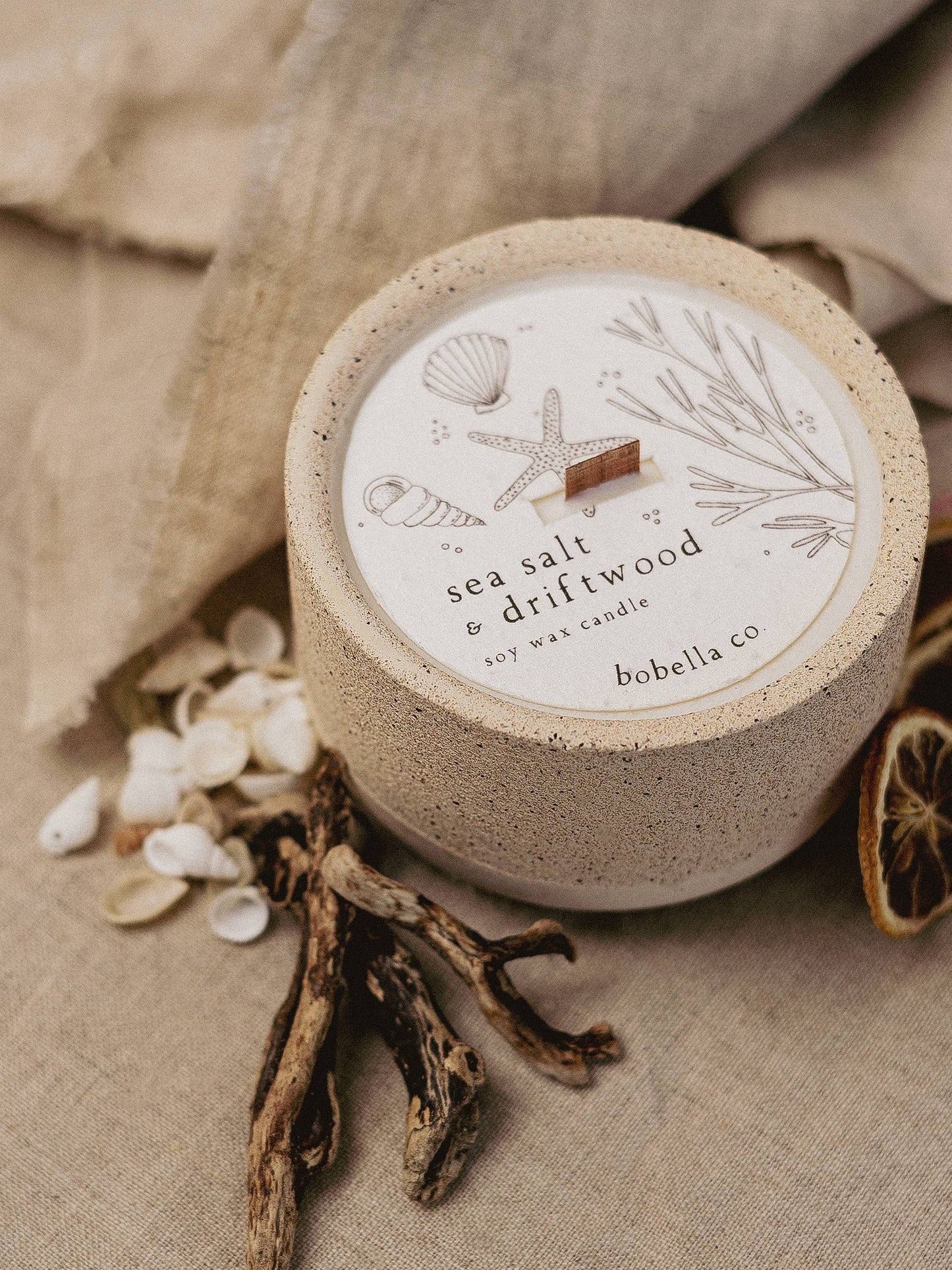 Stoneware Soy Wax Candle with Wooden Wick