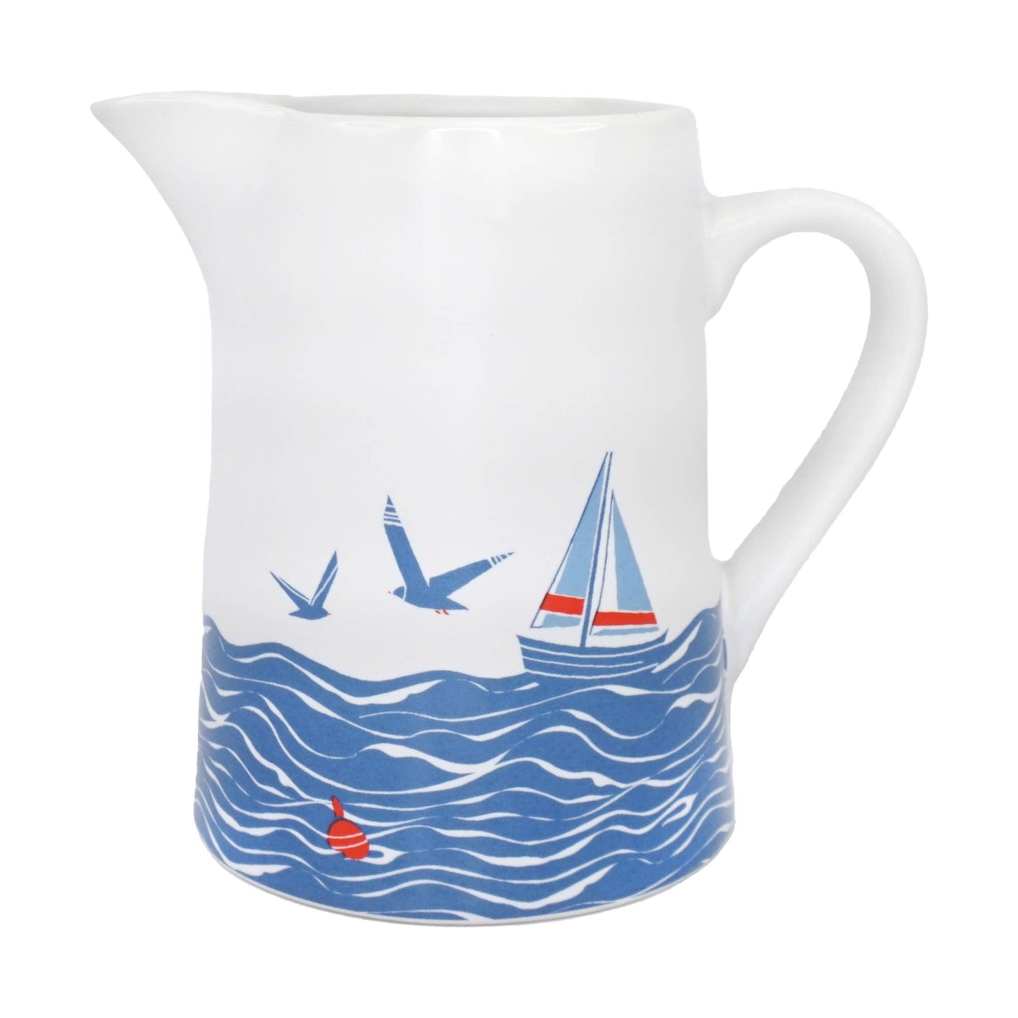 Ceramic Jug Pitcher Coastal Seaside Boats