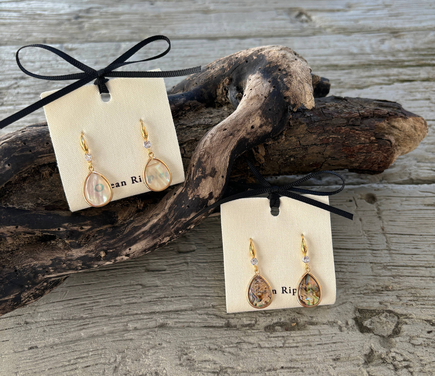 14ct Gold Plated Abalone Drop Earrings