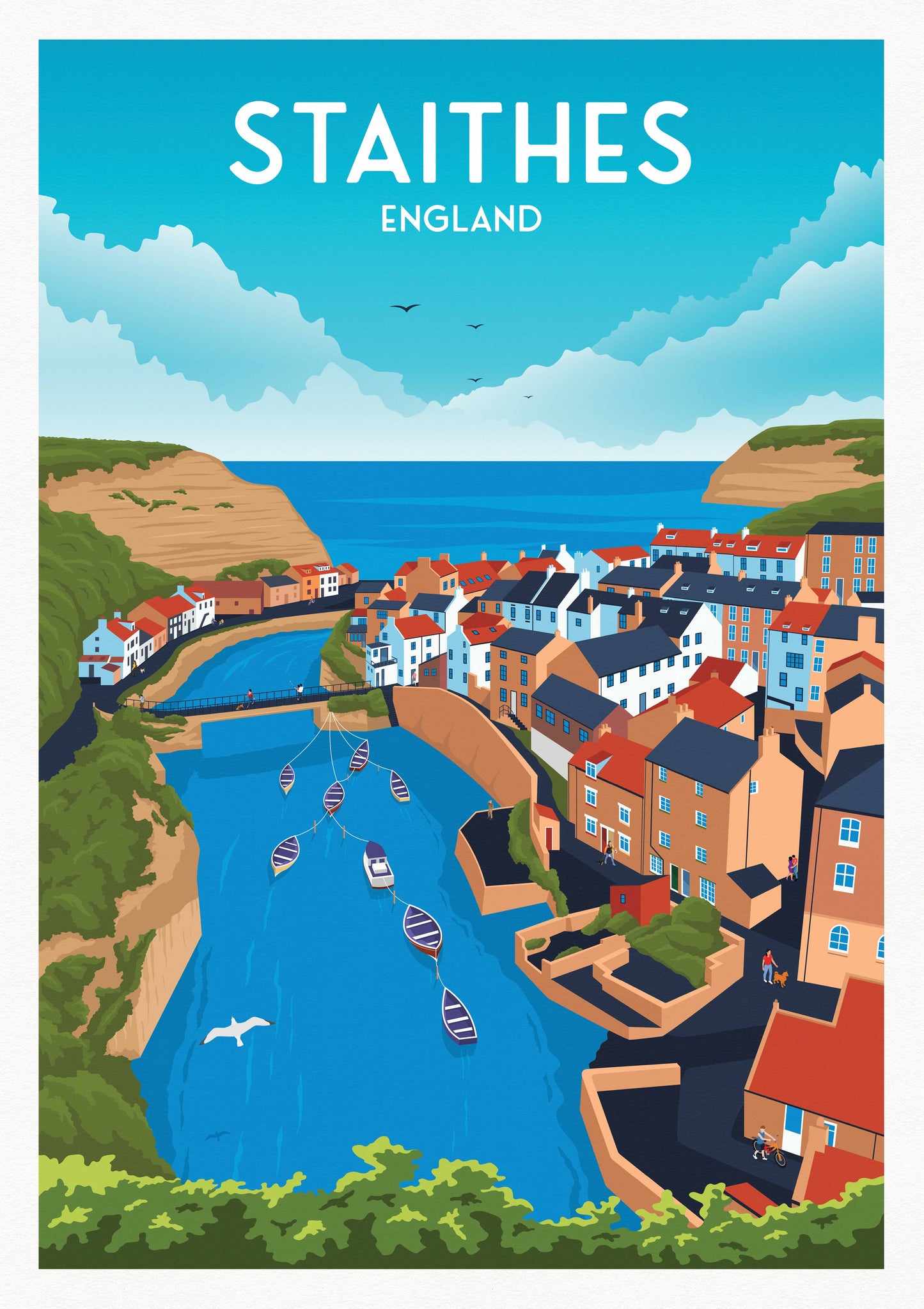 Staithes Print | Yorkshire Wall Art | Staithes Poster