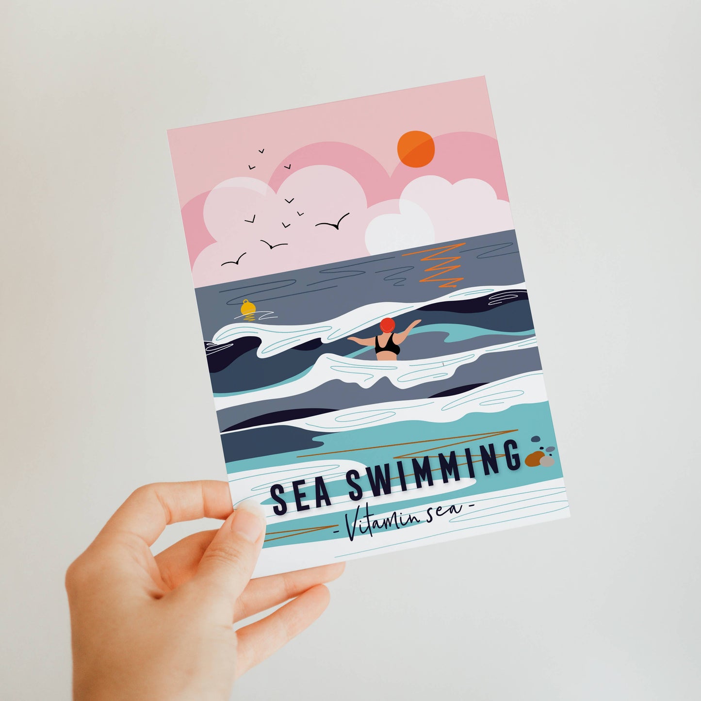 Card Sea swimming coastal seaside card Vitamin sea