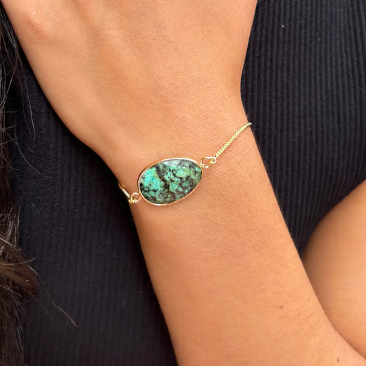 18ct Gold Plated African Turquoise Adjustable Bracelet