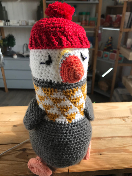 Hand-Crocheted Puffin