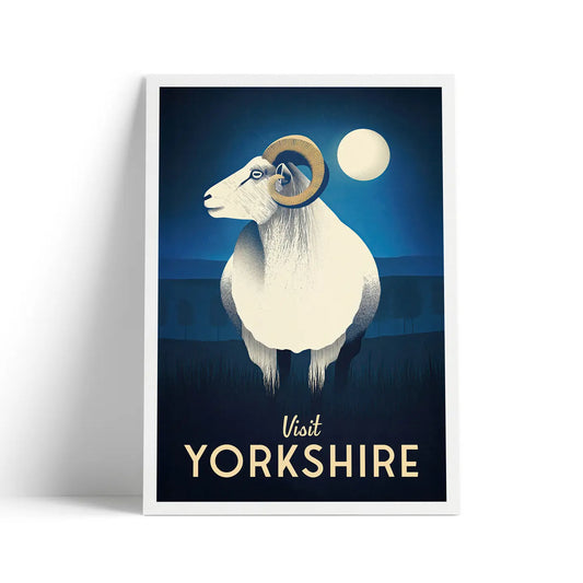 Visit Yorkshire Sheep Print - England (retro