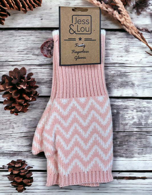 Pink Herringbone Fingerless Glove/Wrist Warmer GL100