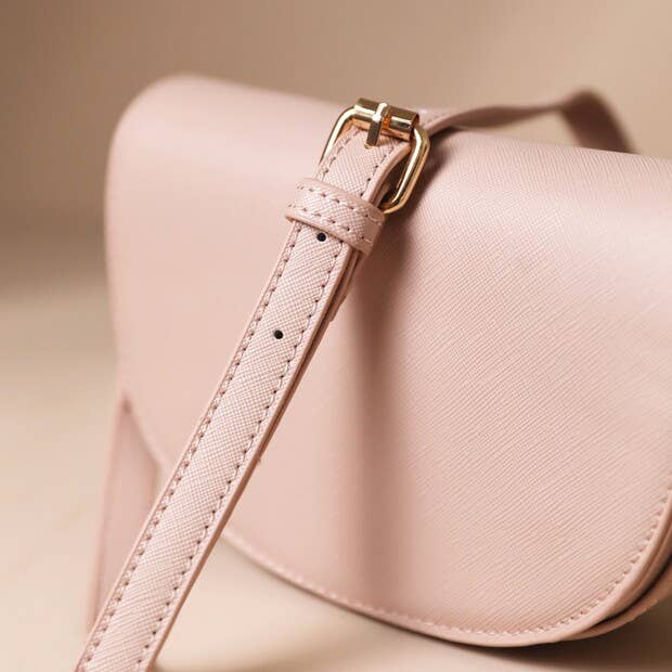 Vegan Leather Half Moon Crossbody Bag in Pink