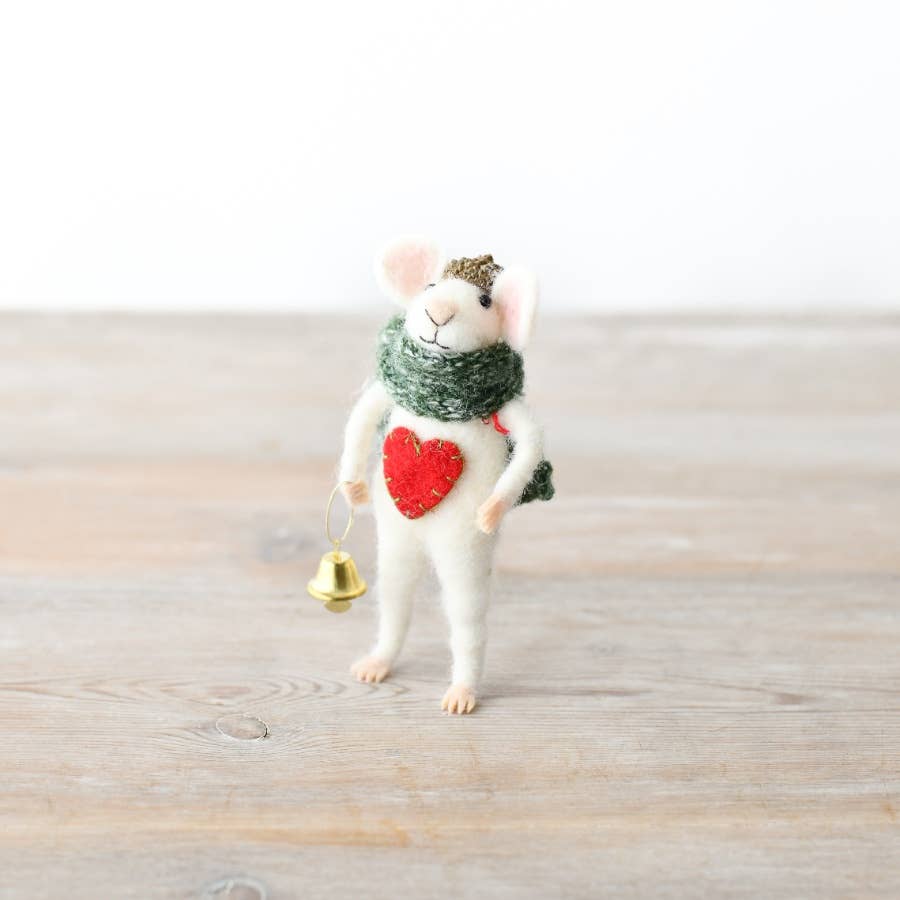 Christmas Wool Mouse Decoration- 12.5cm