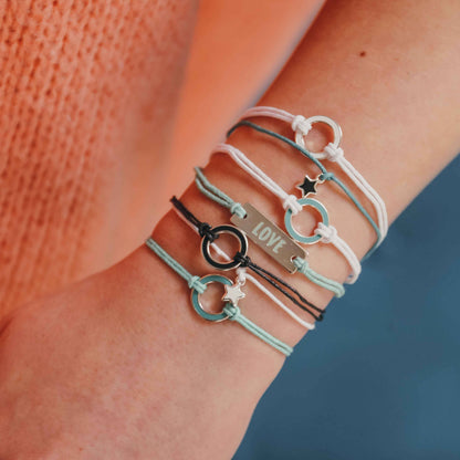 'Besties Forever' Double Heart String Charm Bracelet.