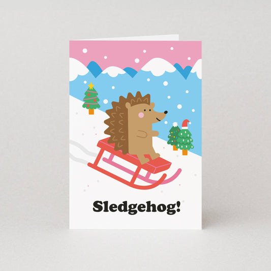 Sledgehog Christmas Greeting Card | Kid’s Christmas Card