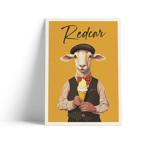 Redcar Sheep Print - Lemon Top Ice Cream Cone - Yorkshire