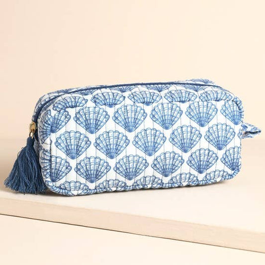 Small Navy Scallop Shell Make Up bag
