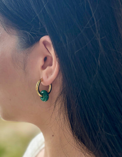 18ct Gold Plated Malachite Doughnut Earrings