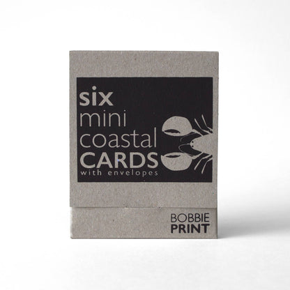 Boxed Set of 6 Cute Coastal Risograph Printed Mini Cards