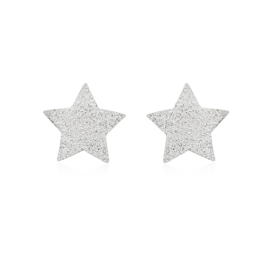 Sparkly silver star studs