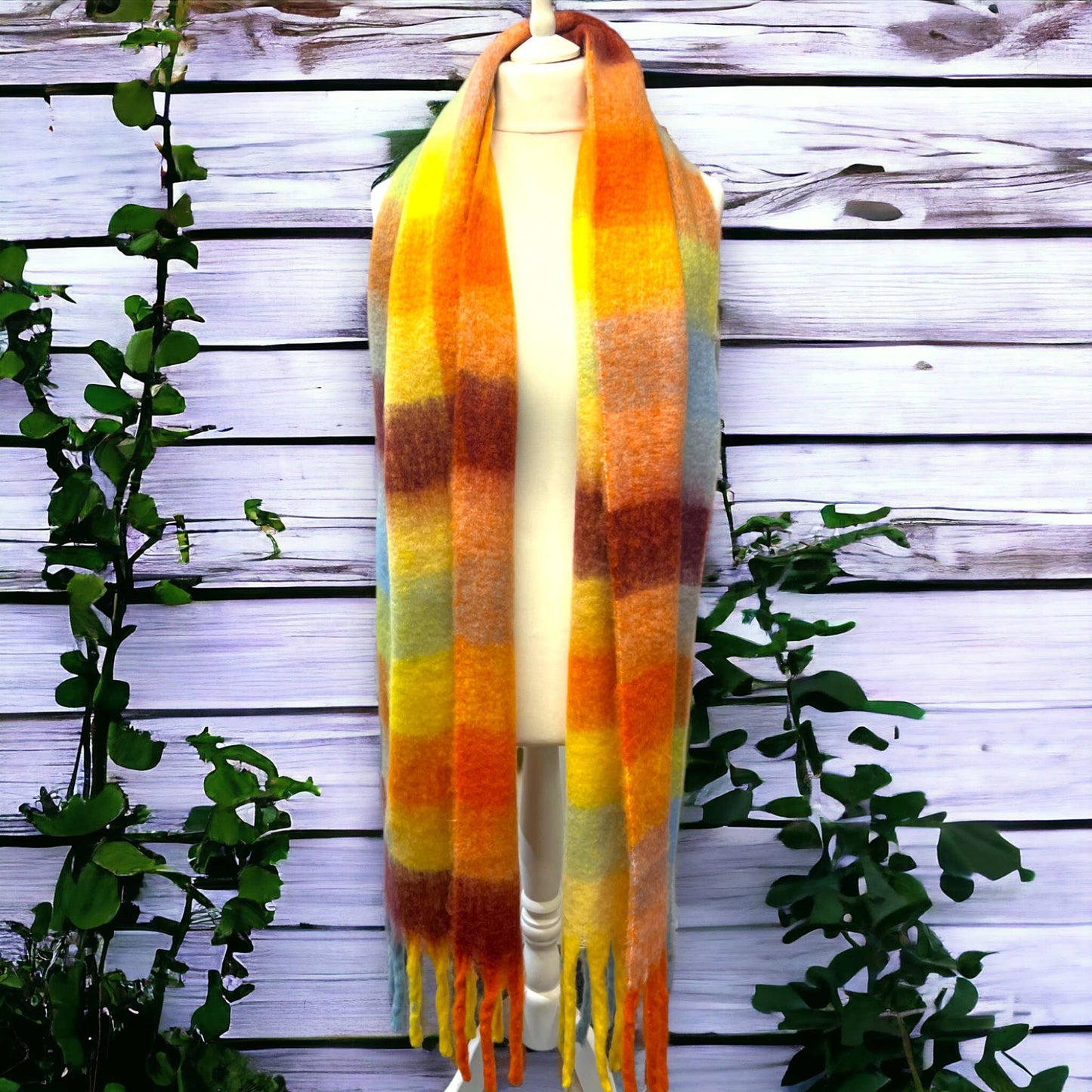 Colour Block Super Soft Checked Winter Scarf