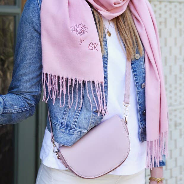 Vegan Leather Half Moon Crossbody Bag in Pink