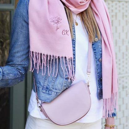 Vegan Leather Half Moon Crossbody Bag in Pink