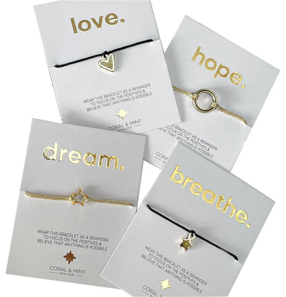 Dream - Silver open heart charm bracelet