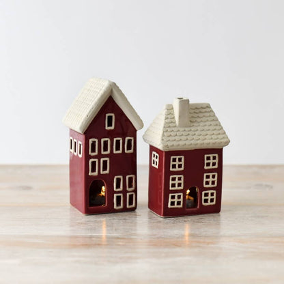 Ceramic LED Light Up Red House