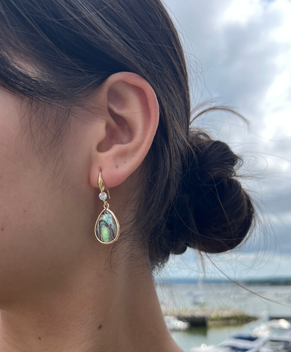 14ct Gold Plated Abalone Drop Earrings