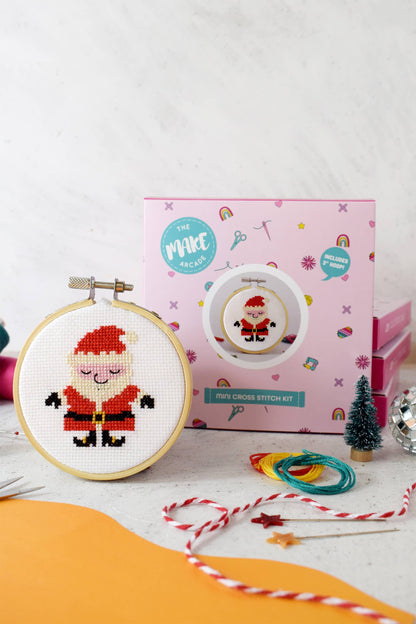 'Cute Santa' Mini Cross Stitch Kit: English