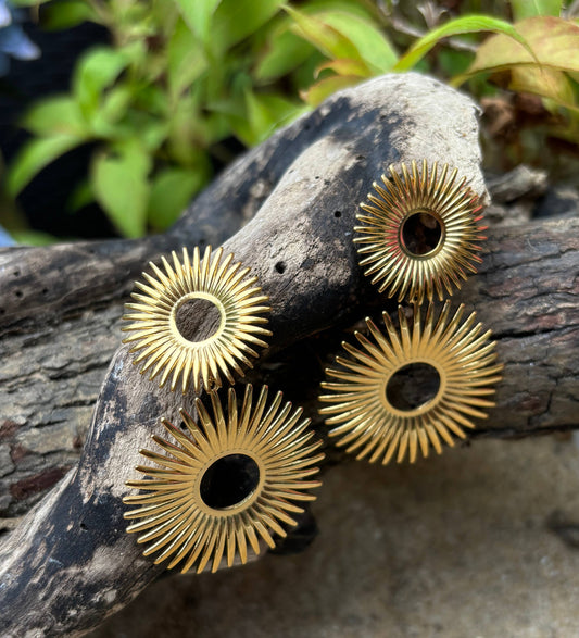 18ct Gold Plated Sun Burst Dangle Earrings