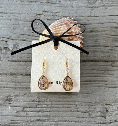 14ct Gold Plated Abalone Drop Earrings