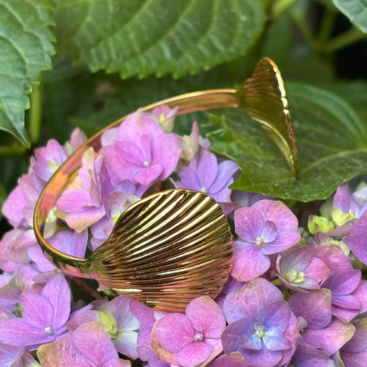 18ct Gold Plated Adjustable Sea Shell Bangle