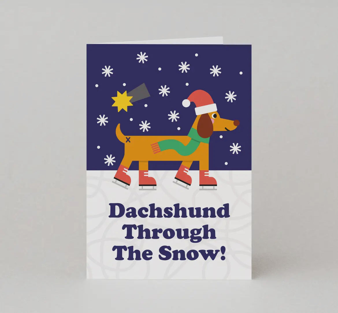 Dachshund Through the Snow Christmas Card