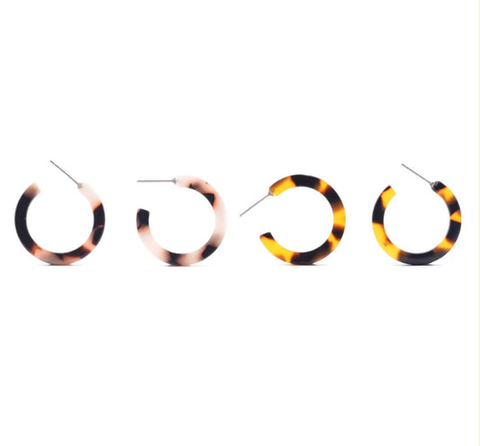 Amber & Orange; Dark & Light Tortoiseshell Thin Hoops Multipack