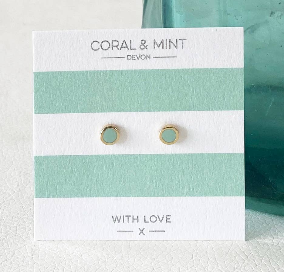 Mint Enamel Studs with gold plating