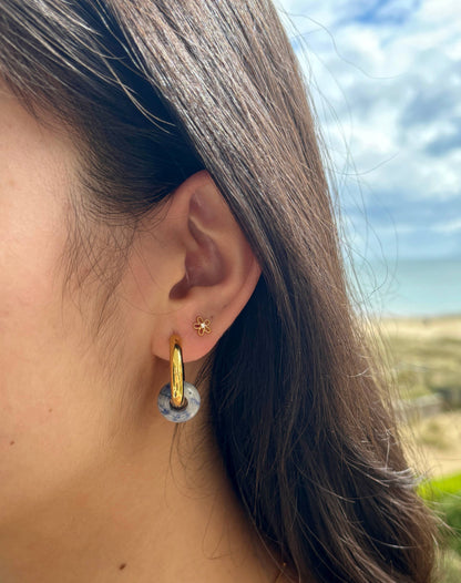 18ct Gold Plated Lapis Lazuli Doughnut Earrings