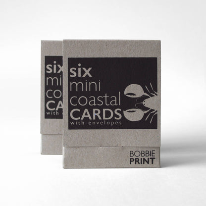 Boxed Set of 6 Cute Coastal Risograph Printed Mini Cards