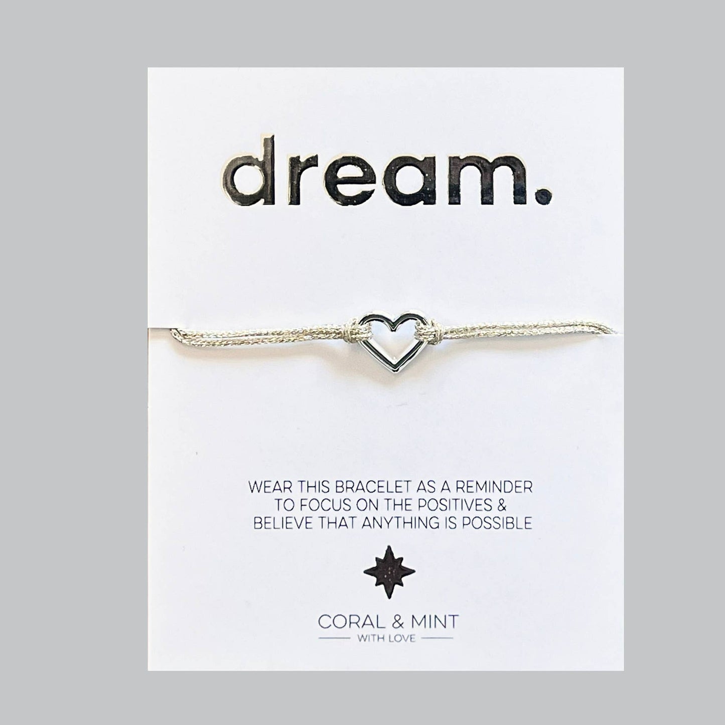 Dream - Silver open heart charm bracelet