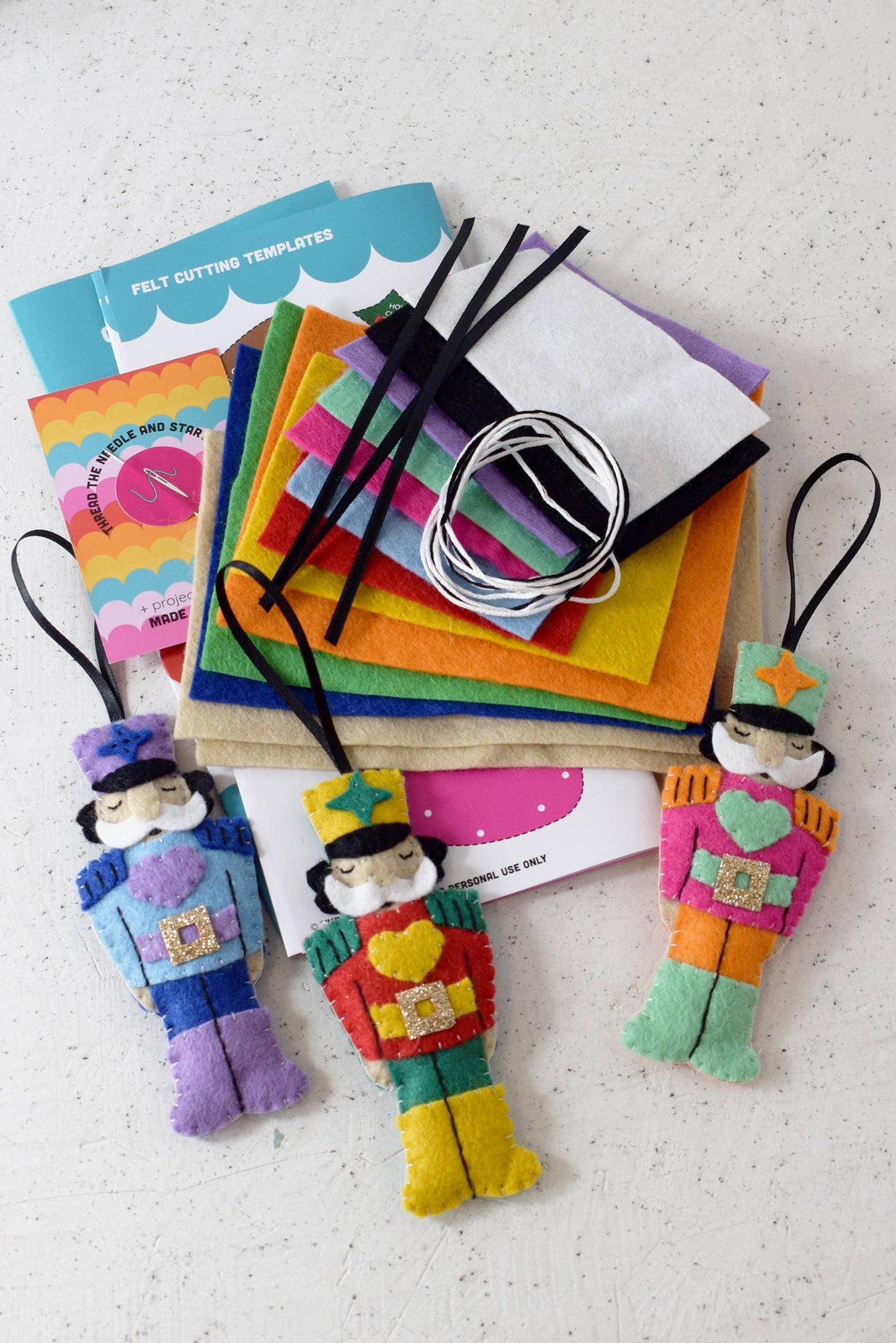 'Rainbow Nutcrackers' Felt Decoration Kit