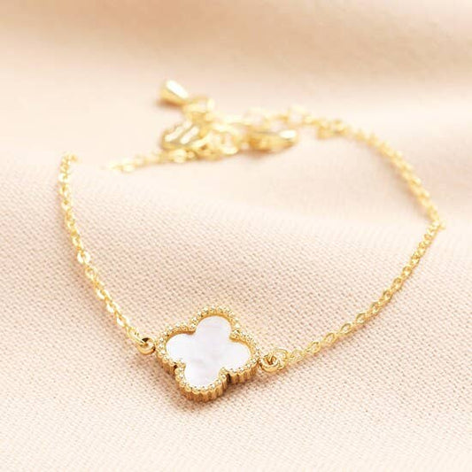 Shell Flower Charm Bracelet in Gold